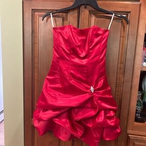 Red Satin strapless gown